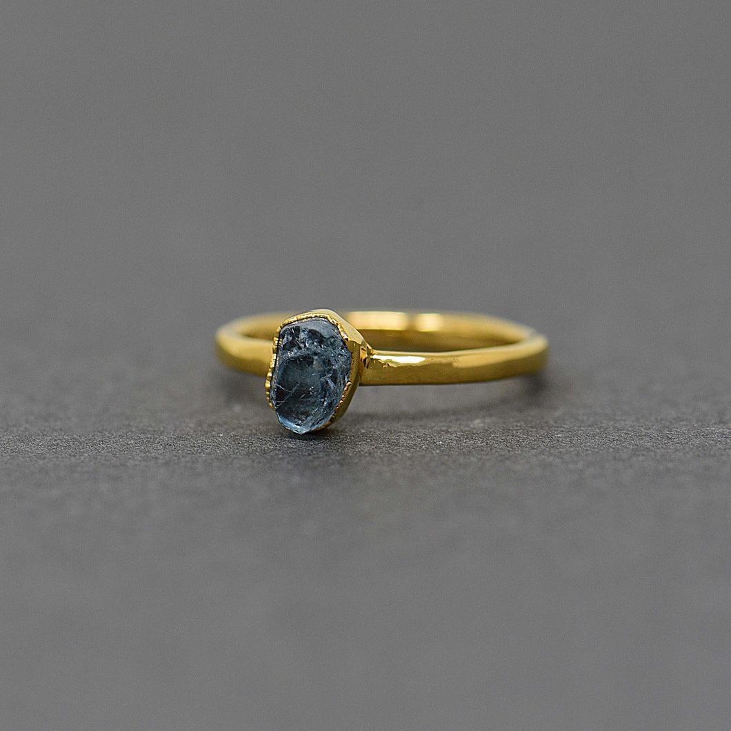 Silver ring with Rough Aquamarine