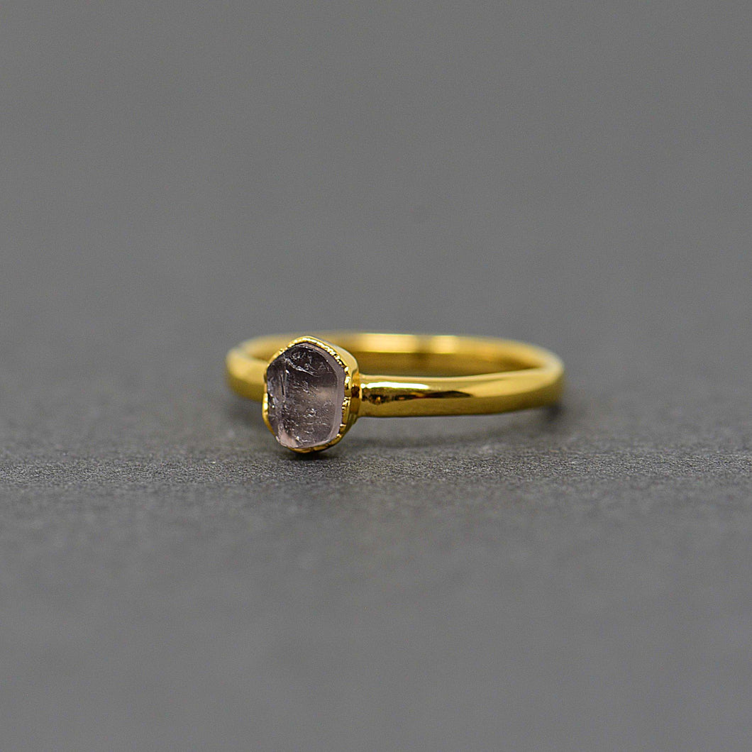 Silver ring with Rough Rose Quartz
