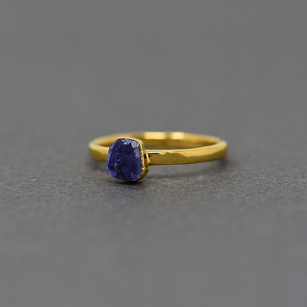 Silver ring with Rough Tanzanite