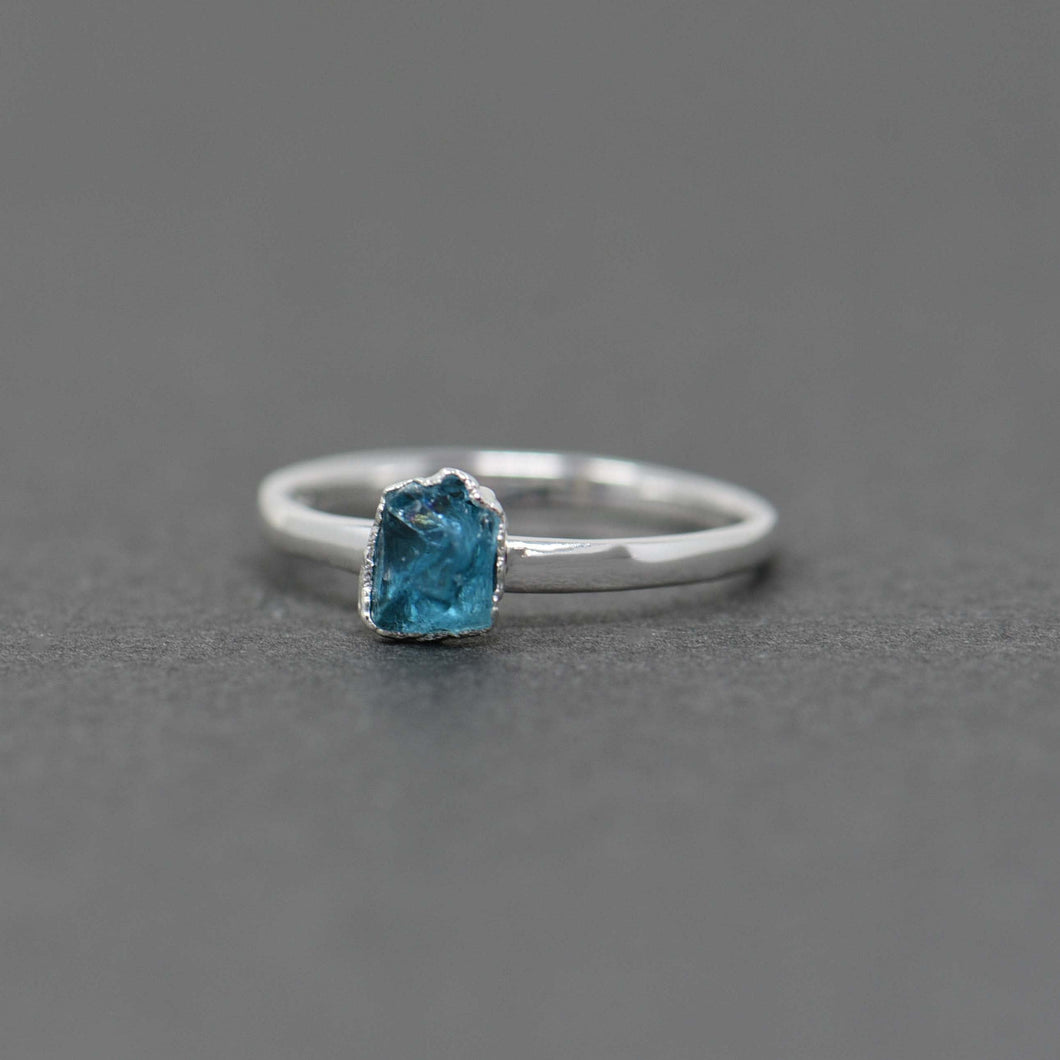 Silver ring with Rough Apatite